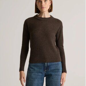 Quince Baby Alpaca Wool Diamond Stitched Crew Sweater, S, Dark Walnut